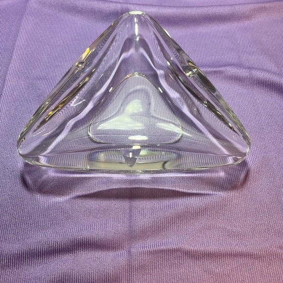 Vintage Triangular Cut glass Ashtray Val Saint Lambert signed 1960s - Picture 1 of 5